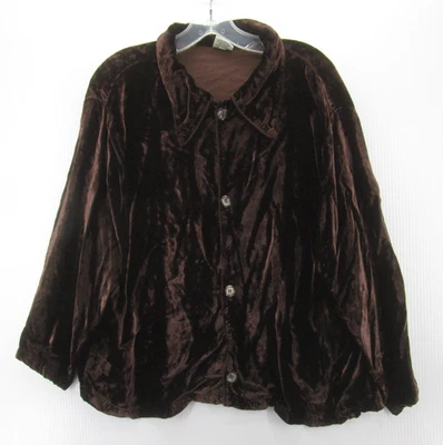 CP абажуры верхний женщин средний коричневый измельченный бархат рубашка куртка Lagenlook блестящий винтажный - Изображение 1 из 4