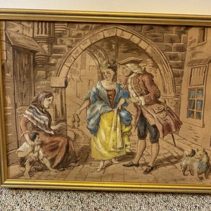 Vintage French Humanity Tapestry Home Decorative Medieval Wall Hanging 17”x13” - Picture 1 of 5