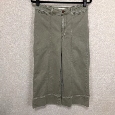 Anthropologie Chino Pants Women’s 10 Green Wide Leg Cropped High Rise - Image 1 of 4
