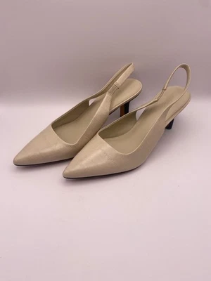 Vince Womens Ivory Pointy Toe Leather Slingback Heel Pump Sz 7 - Image 1 of 4