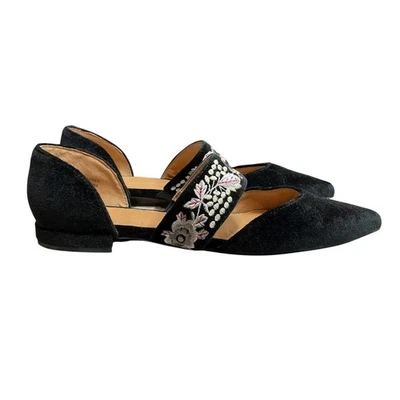 Sapato plano Bettye Muller feminino Jamisen veludo floral bordado tamanho 6 - Imagem 1 de 4