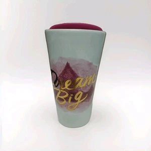 Disney Parks Princess Crown "Dream Big" White/Pink Ceramic 12oz Travel Mug w/Lid - Picture 1 of 5