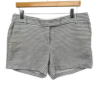 Pantalones Cortos Saint Tropez West Mujer Blanco Negro Rayas Texturizado Frente Plano 4" Talla 10 Foto 1 de 4
