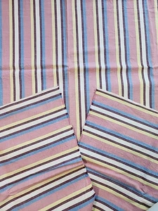 Vtg 30s 40s Striped Red,Blue,Yellow,Ivory, Maroon Cotton Fabric 31"w X 57" 1.5yd - Picture 1 of 24