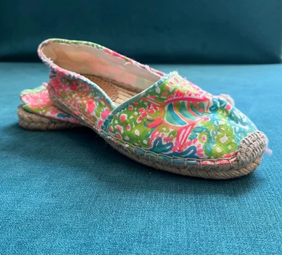 Alpargatas planas Lilly Pulitzer Lia Lovers Coral Spray Mar Azul Rosa ~ TALLA 6 Foto 1 de 4