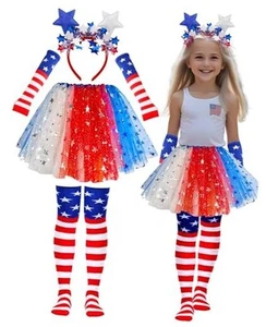 4th of July Tutu Set for Girl 6 to 12 Years Red White and Blue Tutu Patriotic  - Picture 1 of 8