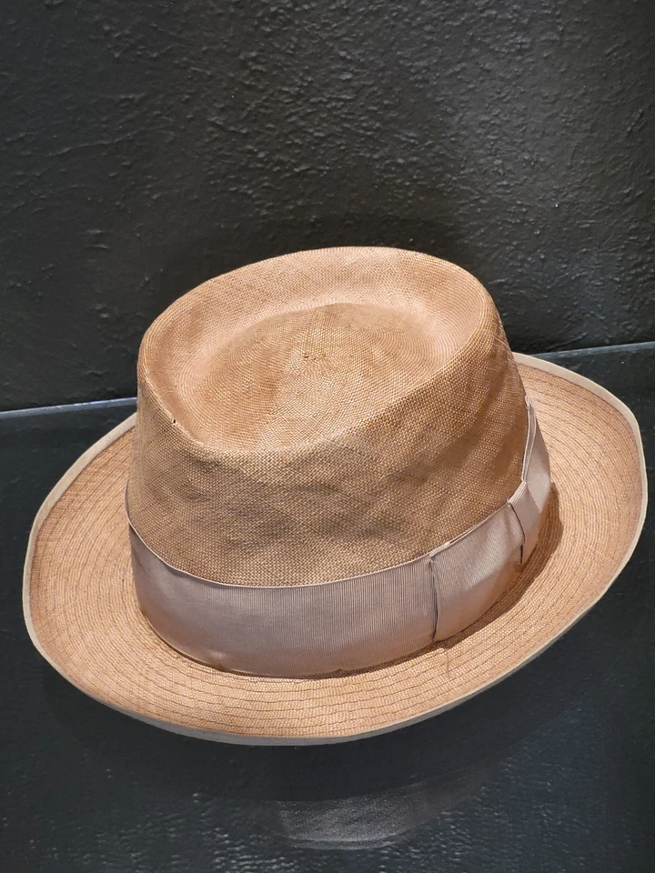 Fedora de paja A. Cambini Firenze Borsalino años 50/60 22" circunferencia Foto 1 de 4