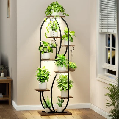 Soporte para plantas interior con luces de cultivo: estante alto arqueado para plantas interior, esquina de 61"  Foto 1 de 4