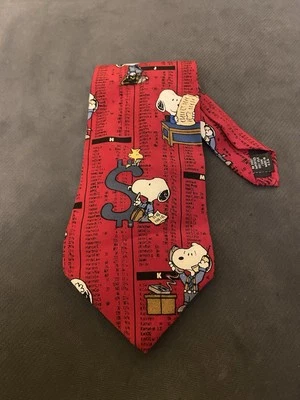 Corbata roja 100 % seda Peanuts Snoopy escandalosamente exitosa para hombre 55” X 4” Foto 1 de 4