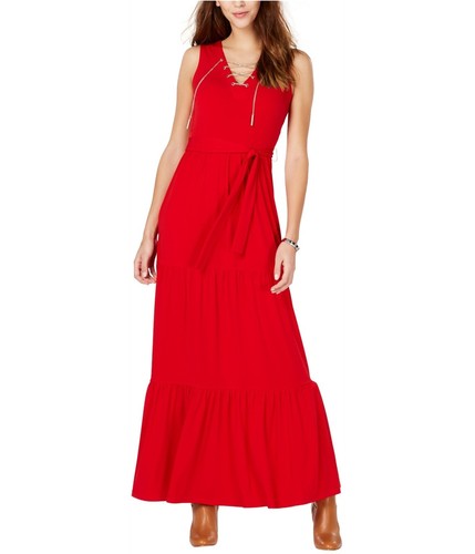 Maxi abito donna Michael Kors con lacci a catena rosso Petite PL