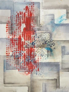 Composición Rolf Eisenburg dibujo monotipado firmado edición 30 - 1991 - Imagen 1 de 4