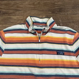 LL Bean Pullover Mens 3XL Striped Quarter Zip Multicolor Traditional Fit 514027 - Picture 1 of 7
