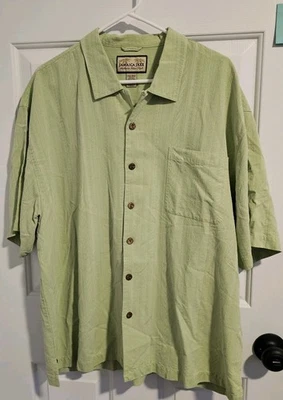 Винтажная гавайская рубашка Jamaica Jaxx Aloha на пуговицах XXL светло-зеленая - Изображение 1 из 4