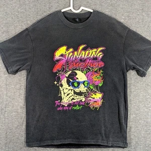 T-shirt Romwe Signaling Method teschio graffiti grafica uomo nera taglia S - Foto 1 di 9