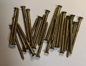 24 tornillos de madera maciza de latón macizo de cabeza plana NOS de colección 3” X 12-7/32 pulgadas bonita pátina B - Imagen 1 de 4