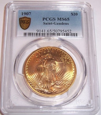 1907 $20 Philadelphia GEM St Gaudens Double Eagle PCGS MS65!!! - Image 1 of 4