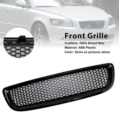 Gloss Black Front Bumper Honeycomb Grille Grill Fit Volvo S40 V50 08-2012 Foto 1 de 4