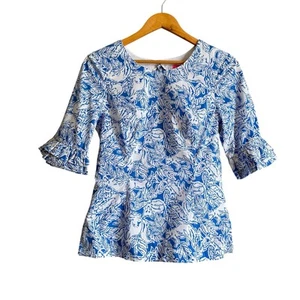 Top Lilly Pulitzer Fiesta blu costiero nuovo con etichetta taglia 4 - Foto 1 di 6