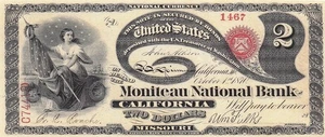 USA Moniteau N. B. Ca. Mo.  $2  10.1.1870 Facsimile Uncirculated Banknote ZD 13 - Picture 1 of 2