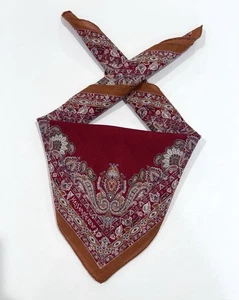 WOMEN HANDKERCHIEF YSL ART Red Paisley Woven BANDANA COTTON POCKET SQUARE 21” - Picture 1 of 7