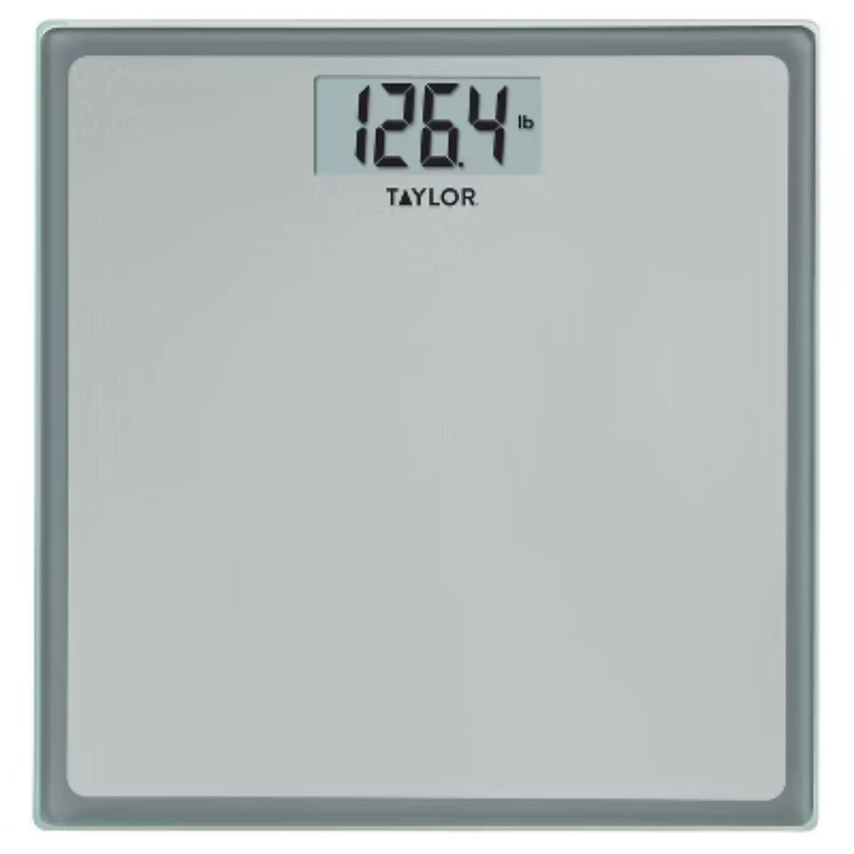 Báscula de baño digital de vidrio gris/plateado - Taylor Foto 1 de 4