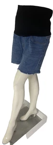 Just Black Denim Maternity Shorts Size 30 Blue Jean Stretch Pull-On Bermuda USA - Picture 1 of 7