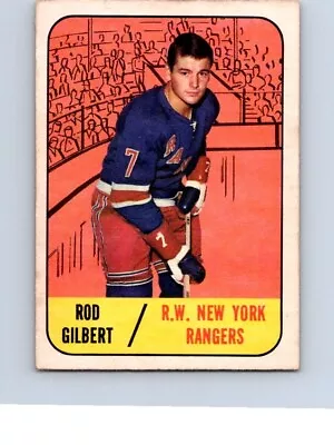 VINTAGE HOCKEY CARD TOPPS 1967 NEW YORK RANGERS ROD GILBERT  NO794 - Image 1 of 2