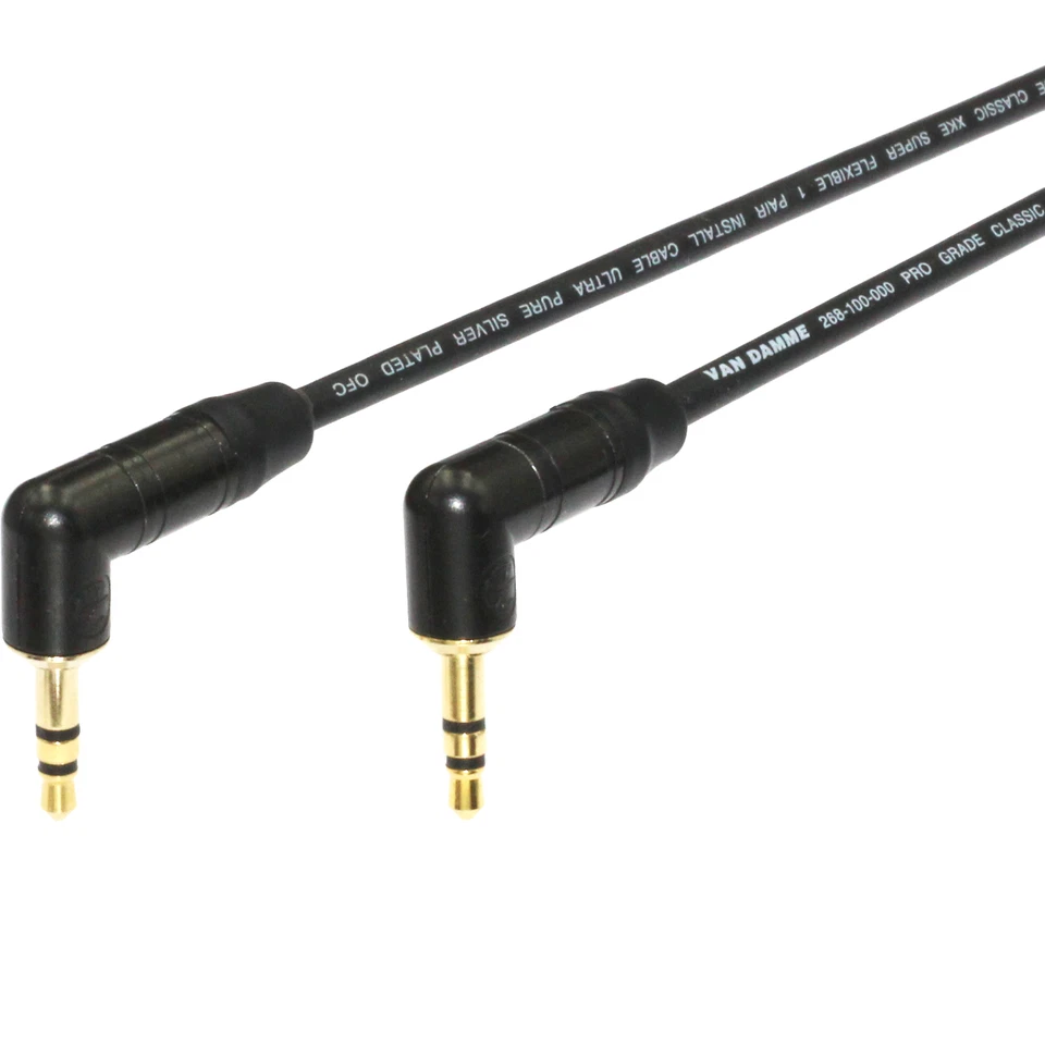 Van Damme Right Angle 3.5mm Mini Jack Plug Cable Neutrik NTP3RC-B Gold Contact