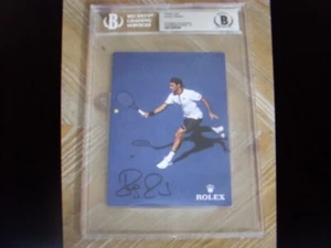 ROGER FEDERER AUTO PHOTO APPROX 5 3/4 X 4 GRADED BY BECKETT BGS!!!! OVERSIZE! - Picture 1 of 3