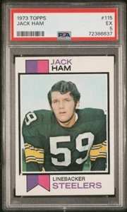 Tarjeta de novato 1973 Topps Jack Ham Pittsburgh Steelers Salón de la fama resistente RC # 115 PSA 5 - Imagen 1 de 2