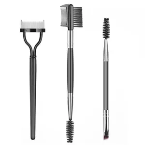 3 Stück Doppelkopf Augenbrauen Pinsel Wimpernzange Tragbar Augen Make-up Werkzeug Set. - Bild 1 von 12