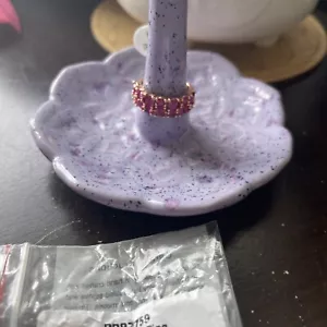 BP Celeste Ring 8 July Birthday Lab Created Ruby Rose Gold Plated Band RBP 7759 - Picture 1 of 4