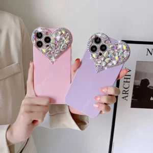 Preciosa Funda Corazón Brillante Diamante Brillante Brillo para iPhone 14 13 15 16 Pro Max - Imagen 1 de 14