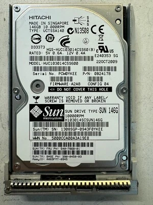 SUN 540-7868-01 390-0450-03 H103014SCSUN146G SAS 2.5" 10.0K RPM HDD - Image 1 of 4