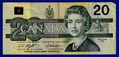 Canada $20 (1991) BC-58d-i /  P-97d - Circulated Banknote AYB8533367 Foto 1 de 2