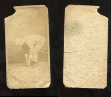 1887 N172 Old Judge #213-2 William Hanrahan ~ skinned ~ stooping to field