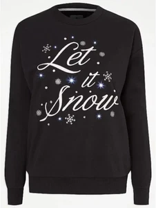 Light Up Christmas Sweatshirt Black Xmas Jumper Let It Snow Flashing Light - Picture 1 of 3