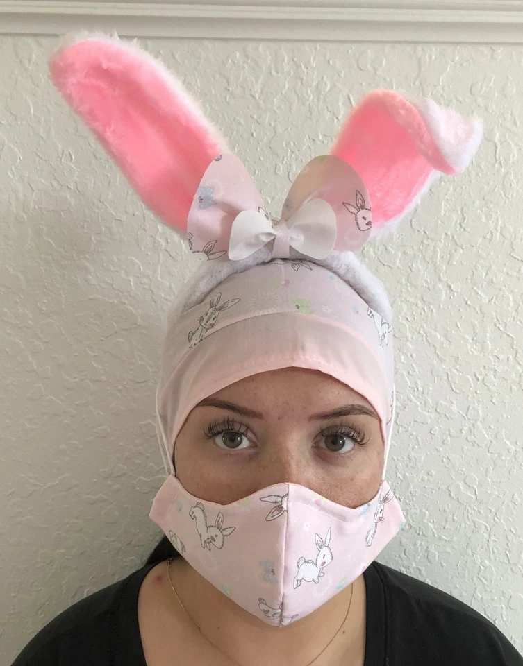 Scrub Cap W/Mask & Bunny Ears Set - Image 1 of 4