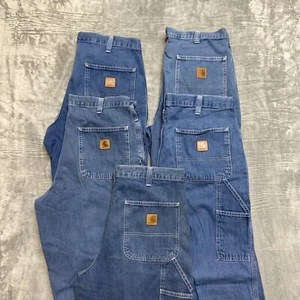 Lot of 5 Carhartt Dungaree Fit Work Jeans Men's 34x30 Blue Grade A/B Wholesale - Picture 1 of 16