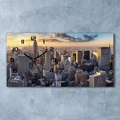 Glass Wall Clock 60x30 New York bird flight - Image 1 of 4