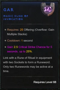 🔥DIABLO 4 - GAR Rune - Softcore - Seasonal Or Eternal - Vessel of Hatred - Picture 1 of 1