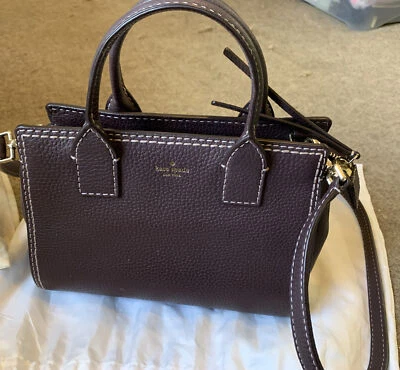 Kate Spade Dark Purple Brown Medium Grab Crossbody Leather Bag Excellent Cond - Image 1 of 4