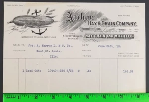 Antiker Briefkopf 1915 Anker Hay Grain Farming Co. East St. Louis Illinois - Bild 1 von 2