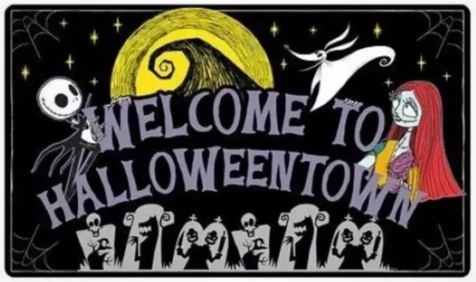 Nightmare Before Christmas Welcome to Halloween Town Doormat 29x17 Disney