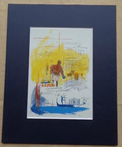 Jean-Michel Basquiat Pop Art Print titled Mussolini Venice Italy Gondola Blue - Picture 1 of 3