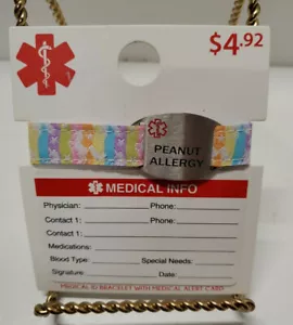 Childrens Medical ID Bracelet w Alert Card Asthma / Peanut Allergy Boy Girl NEW - Picture 1 of 5