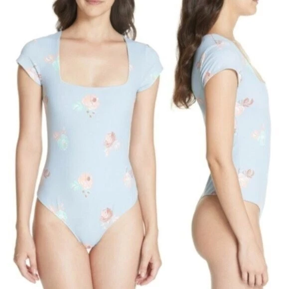 Body Free People Floral Cuello Cuadrado Tanga en Cambray Combo Talla M Foto 1 de 1