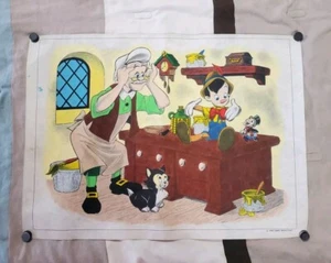 VERY RARE Pinocchio Walt Disney Productions Felt Print - Picture 1 of 4