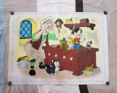 Estampa de feltro MUITO RARA Pinóquio Walt Disney Productions - Imagem 1 de 4