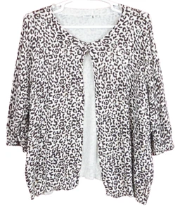 SC001012 - CATO Women's Cotton Cardigan Sweater Animal Print Multicolor 22W 24W - Picture 1 of 7